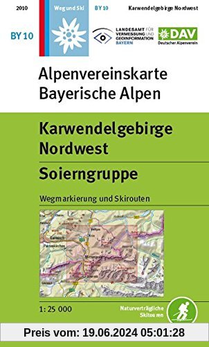 Karwendelgebirge Nordwest, Soierngruppe: Topographische Karte 1:25.000 mit Wegmarkierungen, Skirouten, Schneeschuhrouten (Alpenvereinskarten)